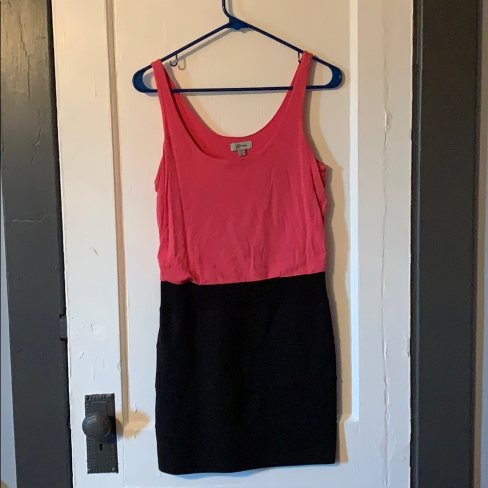 Pink and black tank dress